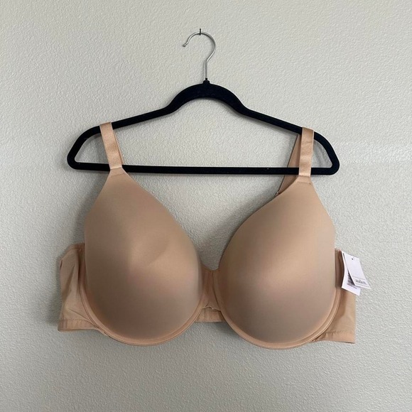 Auden Other - Auden smooth lightly lined comfort wire demi coverage bra in tan, size 48DDD